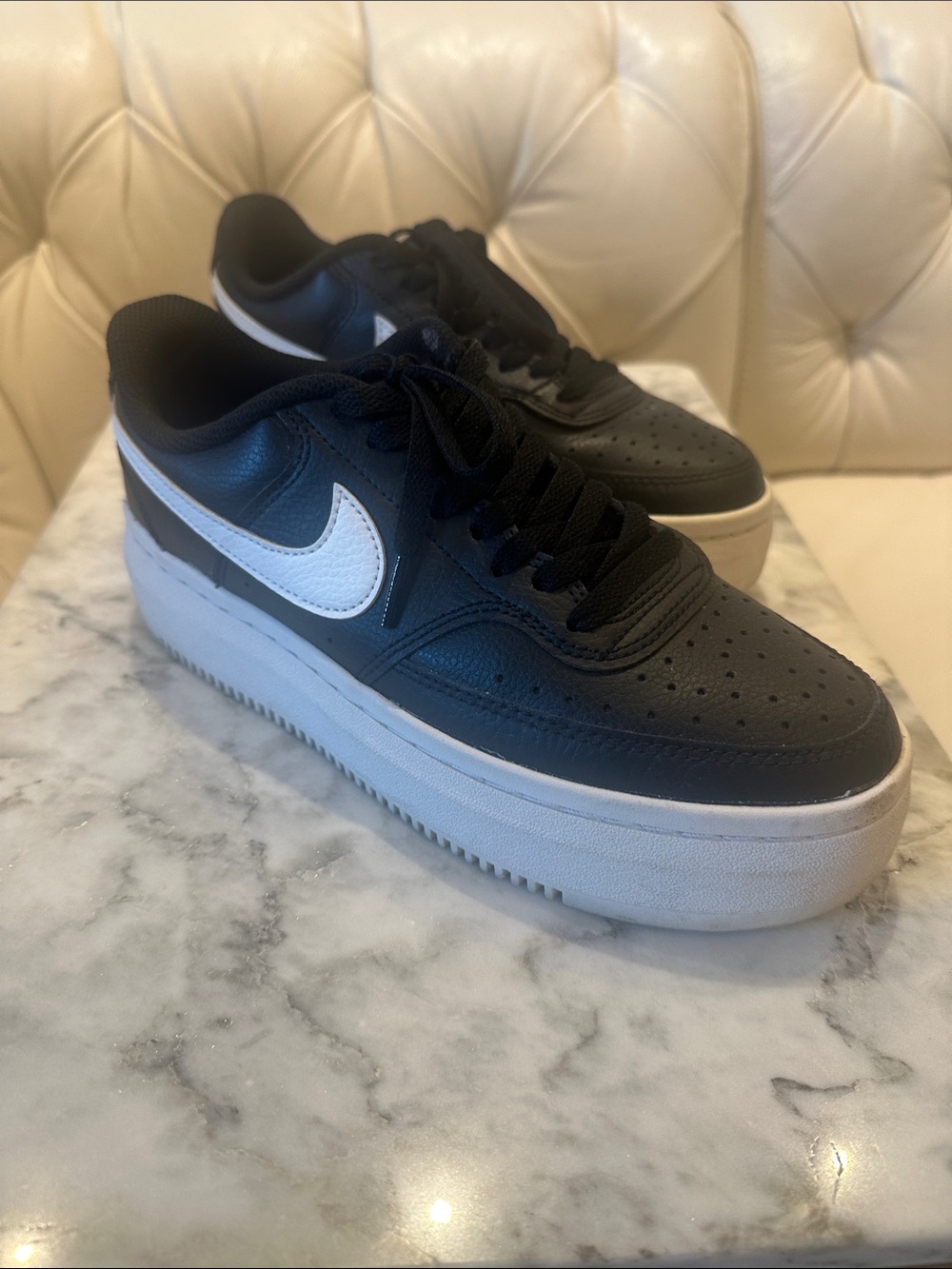 Nike Black and White Platform Sneakers - Women's